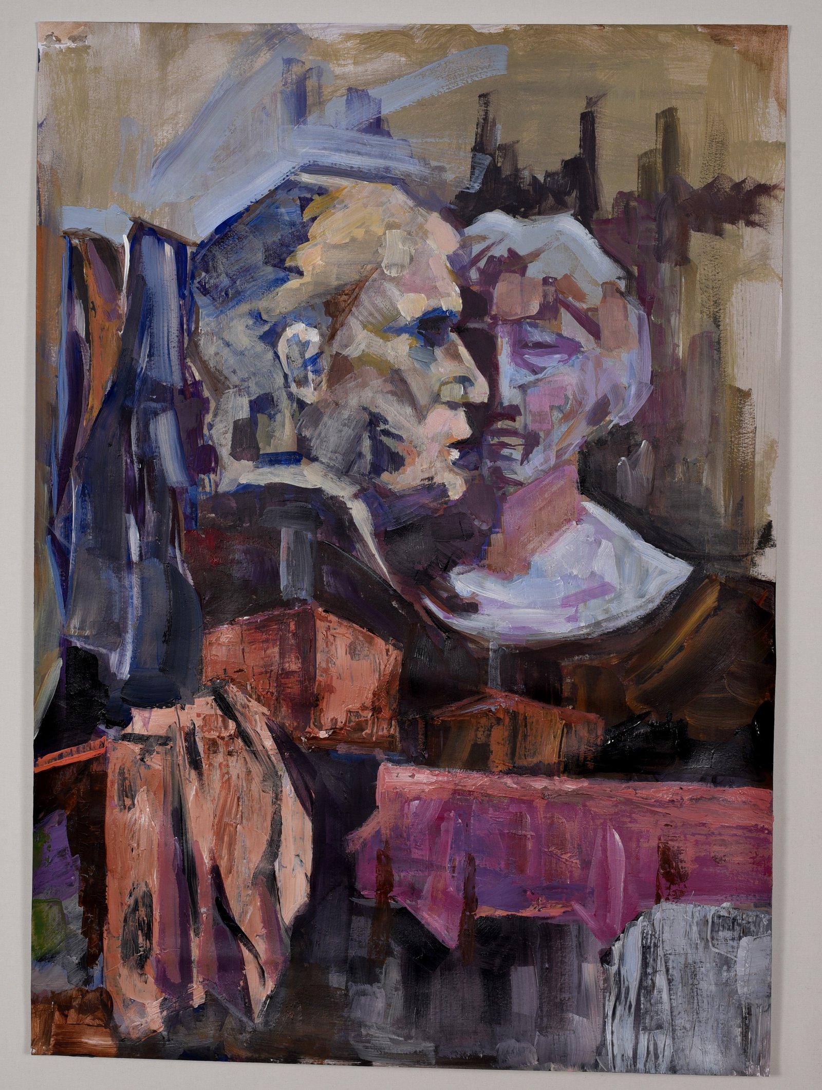 "Γέρων και Κύπρις", Ακρυλικά σε χαρτί, 50χ70 cm (σε γυάλινο πλαίσιο), 2023