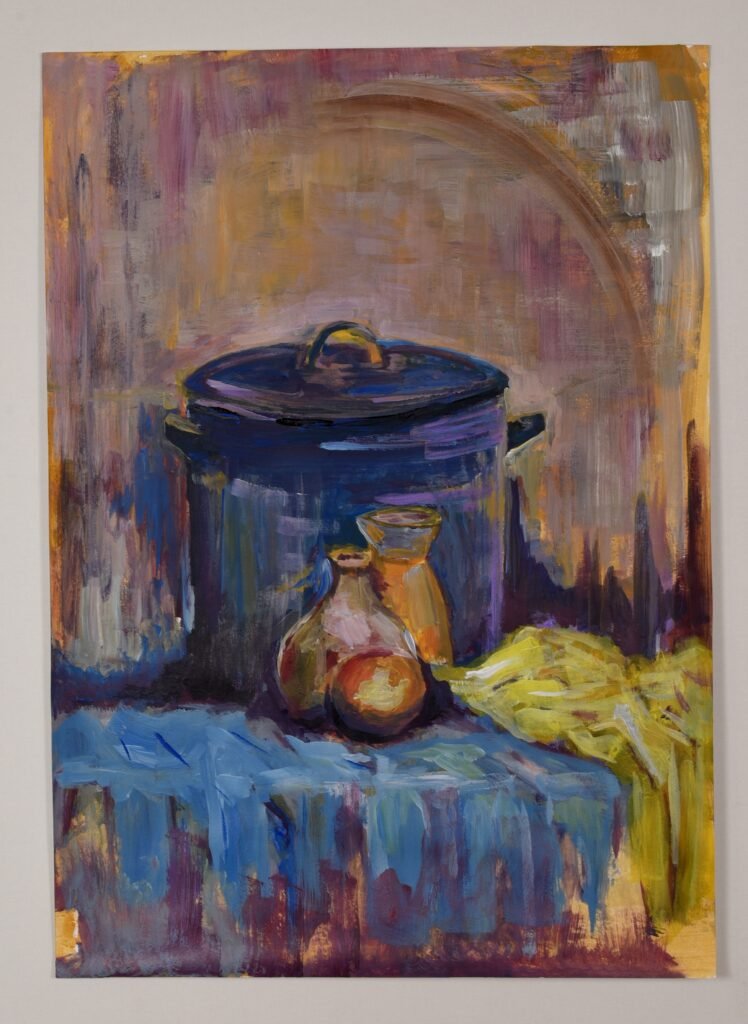 "Νεκρή Φύση ΙV", Ακρυλικά σε χαρτί, 50χ70 cm (σε γυάλινο πλαίσιο), 2023