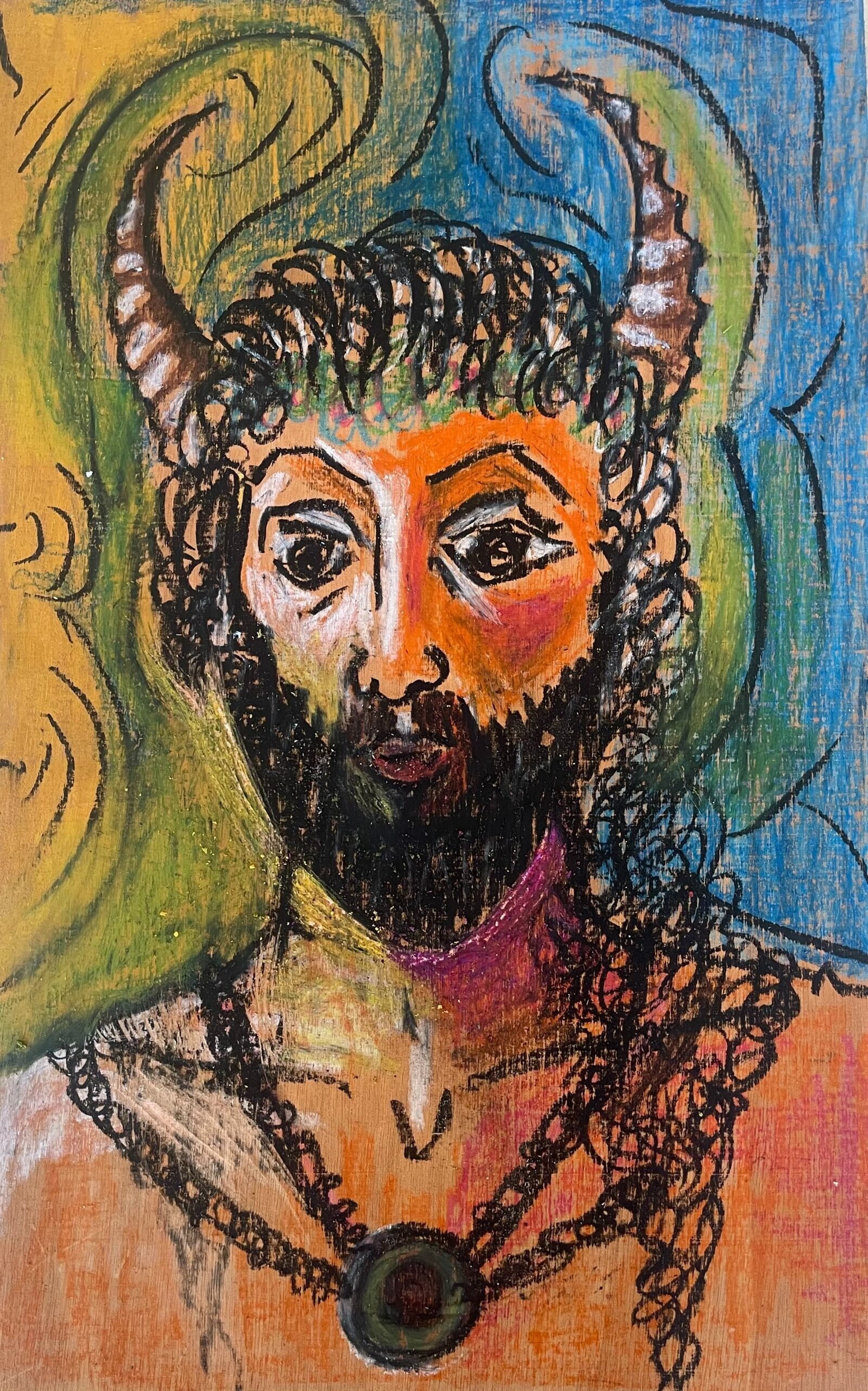 Τριλογία Ι, "Νεαρός Φαύνος", παστελ σε κόντρα πλακέ, 30x47 cm, 2024