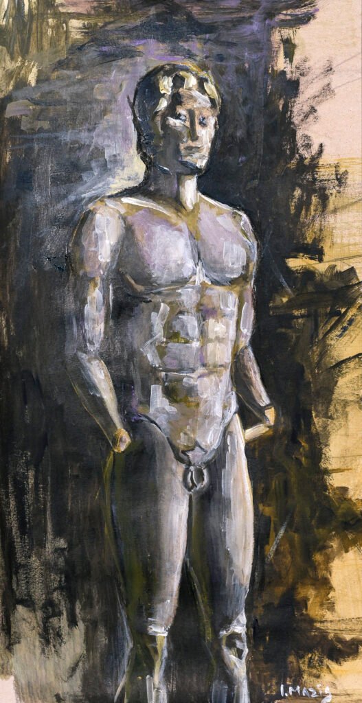 'Έφηβος" , Ακρυλικά σε χαρτί, 50χ70 cm (σε γυάλινο πλαίσιο), 2023