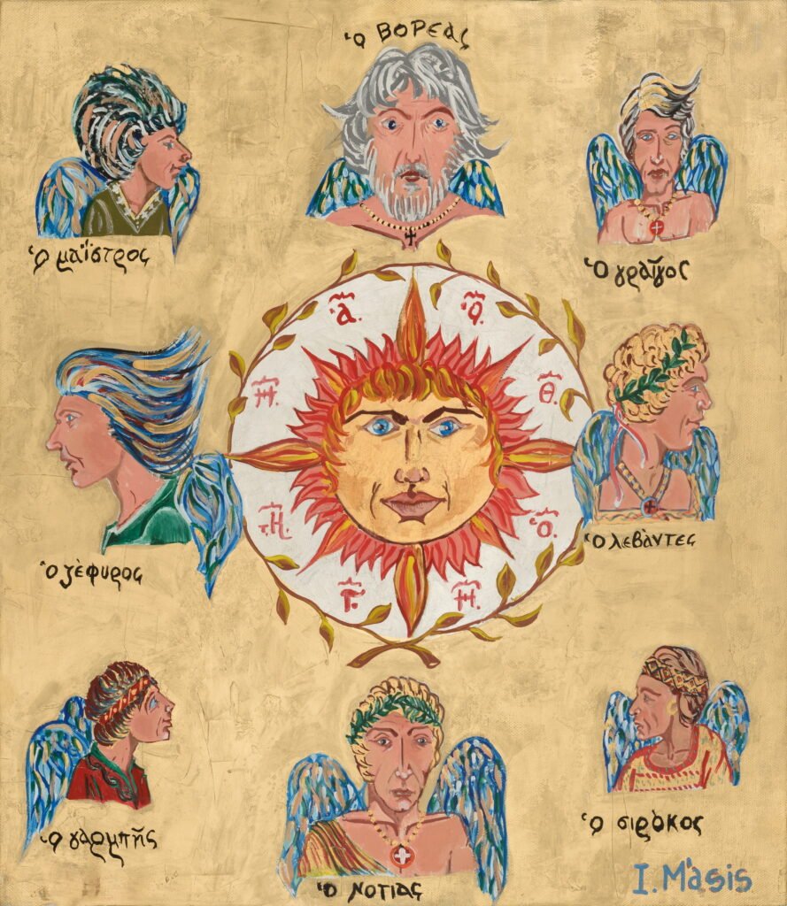 "Ανεμολόγιο", Ακρυλικά σε καμβά τεντομένο σε παλιό ξύλο, 46χ53 cm , 2022