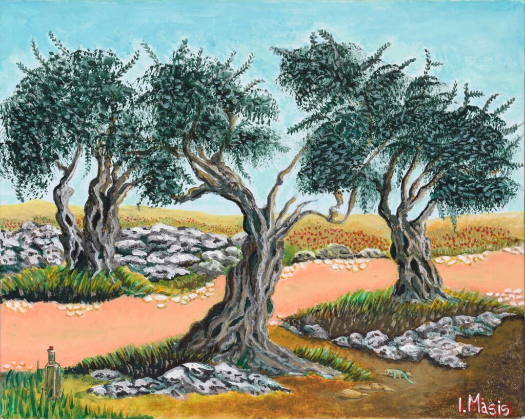 "Ελαιώνας στην Κέρκυρα" , Ακρυλικά σε καμβά, 50x40cm, 2023