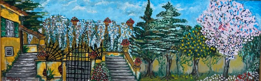 "Mansion of the Artist in Corfu, Liapades" Ακρυλικά σε καμβά, 20χ61 cm, 2021