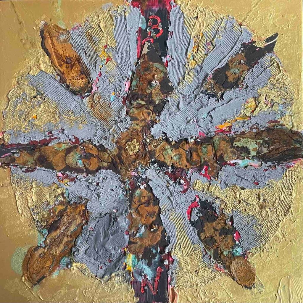 Ι. Θ. Μάζης, «ΑΝΕΜΟΛΟΓΙΟ ΙΙ», 45χ45εκ, μεικτή τεχνική και ακρυλικά σε καμβά, 2026