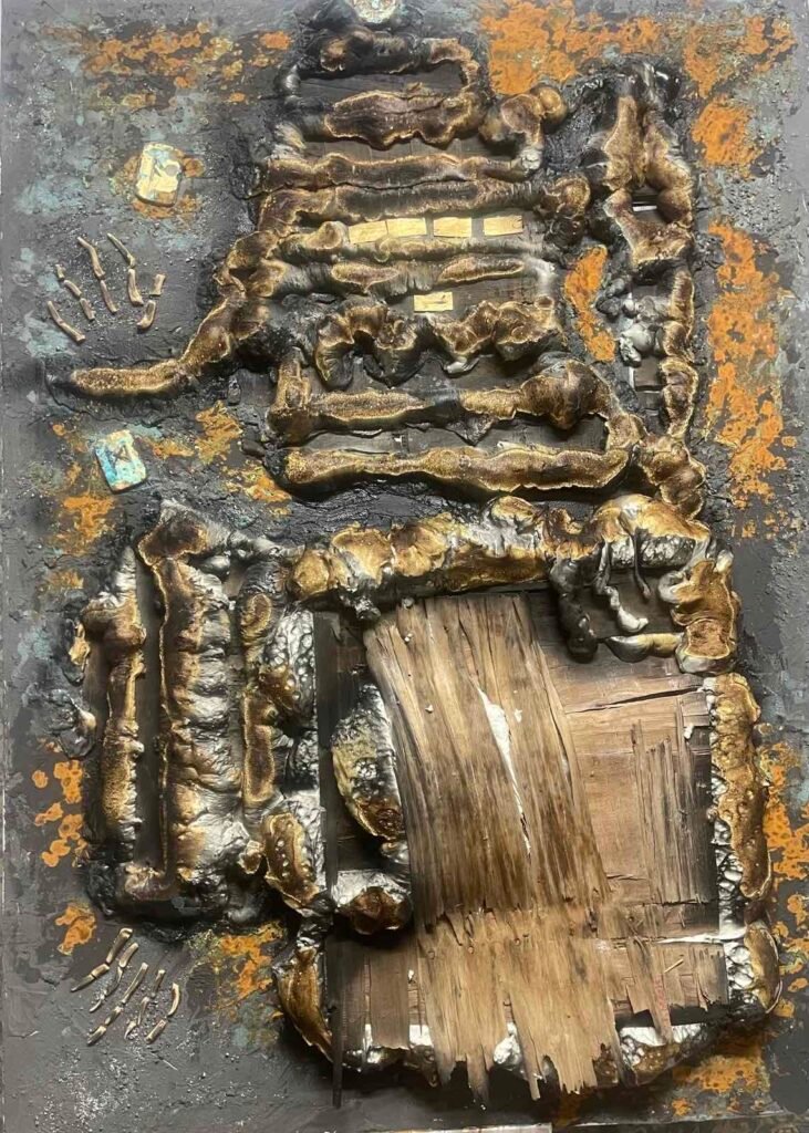 Ι. Μάζης, «Post bellum: Valhalla», 1.55χ1.10μ, μεικτή τεχνική/υλικα, 2026.